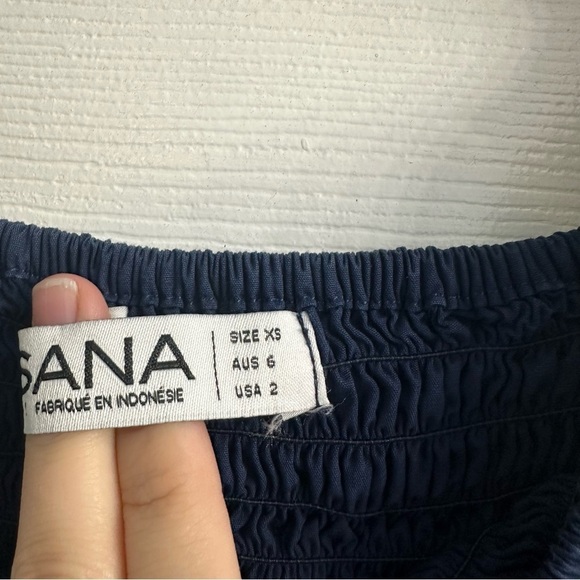 Lusana Dress Midi Tiered Navy Blue Vacation Summer Dainty Size 2 Extra Small - Picture 6 of 8